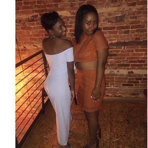 orange eyelet co ord set